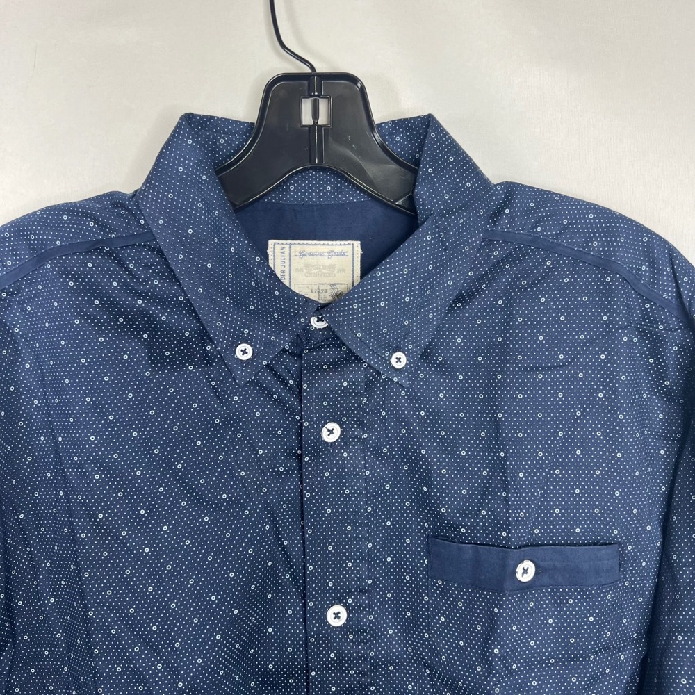 Colours Alexander Julian Blue Polka Dot Button Down Shirt Mens Large Long Sleeve